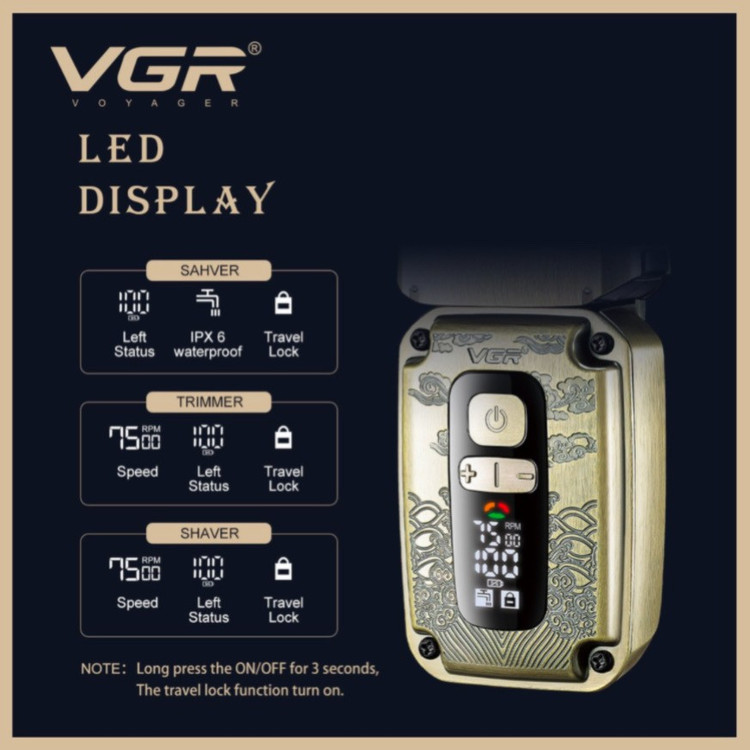 ماشین اصلاح سر و صورت سهقلو وی جی ار مدل V-642